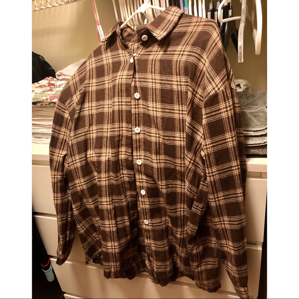 New Brown/Tan Plaid Flannel sz XL